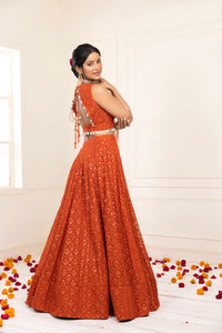 Dahlia Mirror Lehenga | Pureed Pumpkin