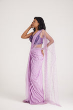 Load image into Gallery viewer, Alana Crystal Drape Saree | Purple Lilac
