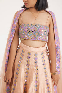 Mira Mirror Lehenga | Peach