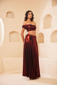 Merlot Cross Shoulder | Maroon | 2 Piece set