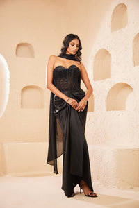 Chardonnay Crystal Drape Set | Black | 3 Piece Set