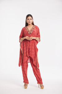 Aliyah Kaftan | Deep Red | Dabka Work