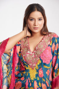 Lilah Kaftan | Printed Floral | Dabka Work