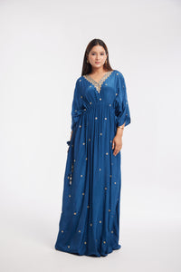 Zariah Kaftan | Pure Crepe | Dabka Work