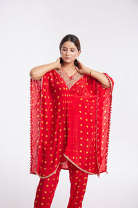 Imani Kaftan | Leheriya Print | Dabka Work
