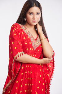 Imani Kaftan | Leheriya Print | Dabka Work