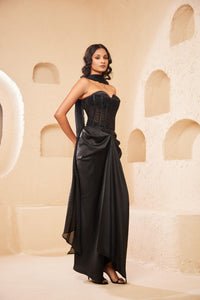 Chardonnay Crystal Drape Set | Black | 3 Piece Set