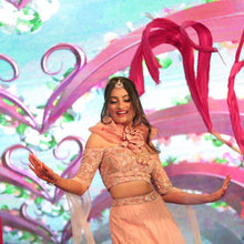 Load image into Gallery viewer, Crystal Embellished Lehenga | Rose Gold
