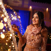 Load image into Gallery viewer, Crystal Embellished Lehenga | Rose Gold
