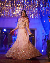 Load image into Gallery viewer, Crystal Embellished Lehenga | Rose Gold
