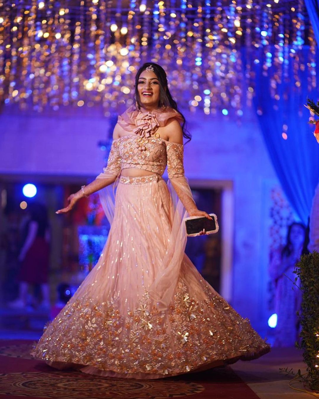 Crystal Embellished Lehenga | Rose Gold