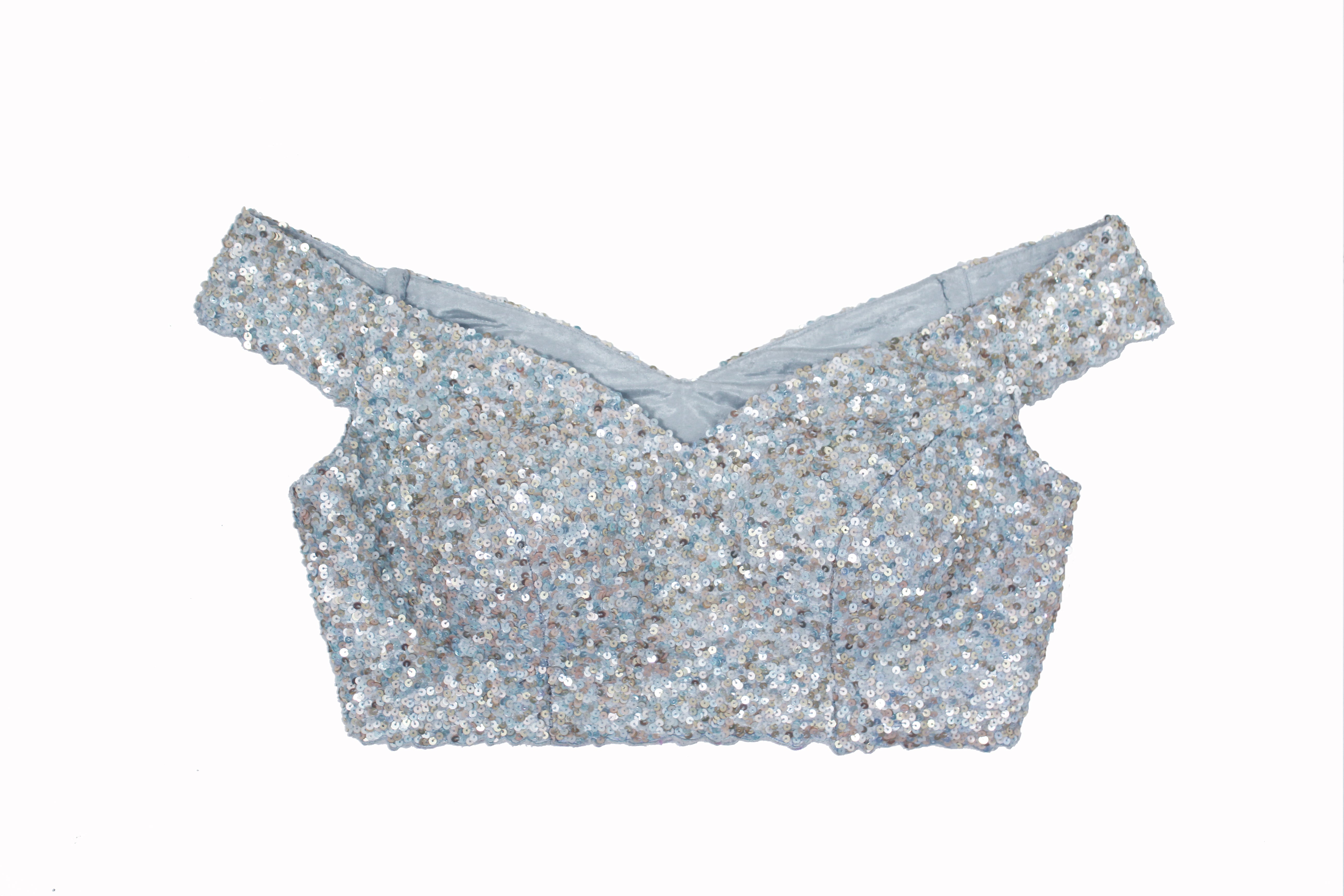 Elsa Off- Shoulder Sequins Blouse Powder Blue – Evable
