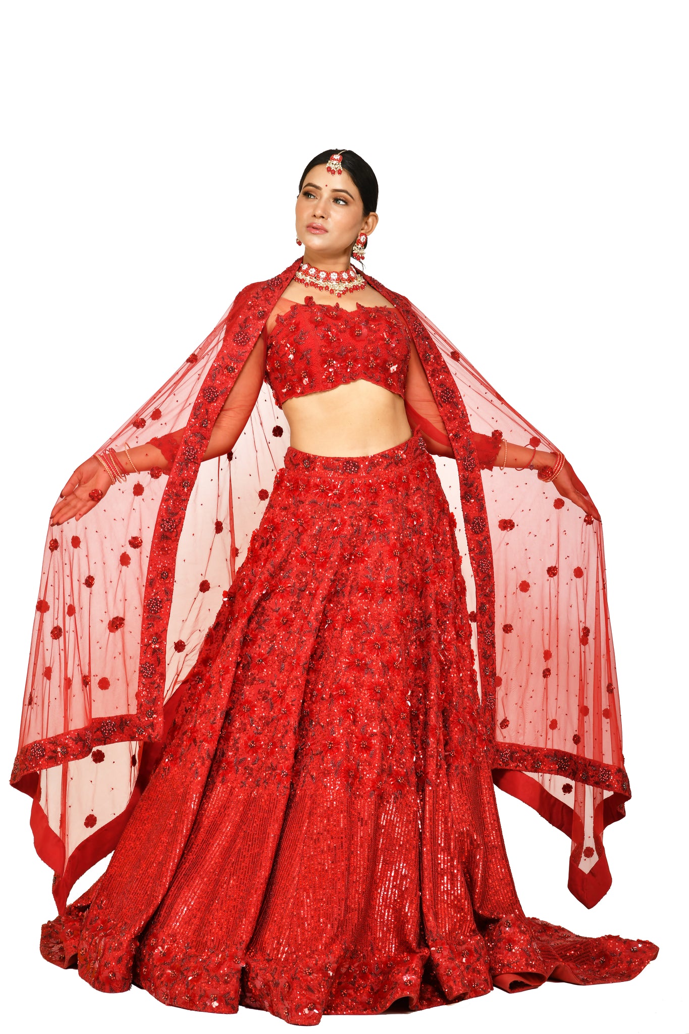 The Maharani Bridal Lehenga Deep Red Evable