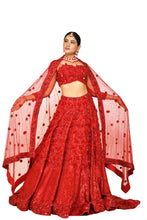Load image into Gallery viewer, The Maharani Bridal Lehenga | Deep Red
