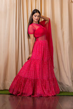 Load image into Gallery viewer, Sirena Multicolour Zari Gown | Hot Pink
