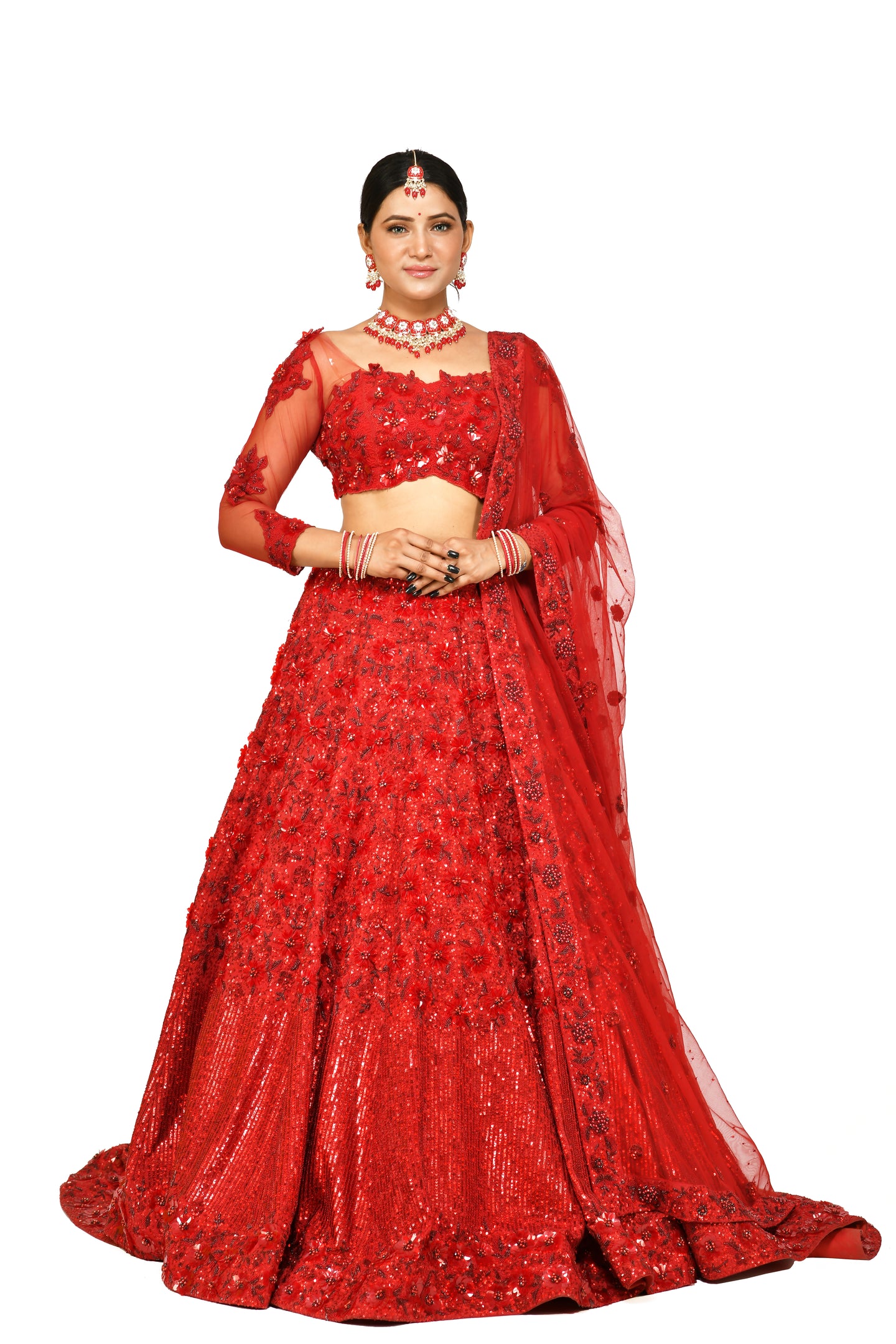 The Maharani Bridal Lehenga Deep Red Evable