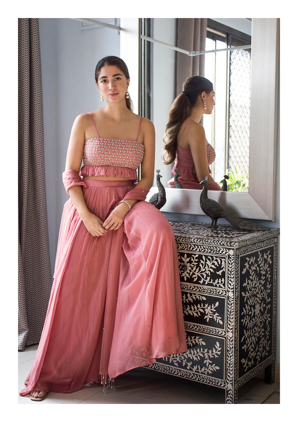 Maria Embellished Sharara | Dusty Rose